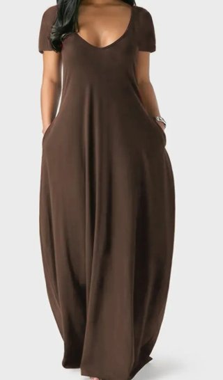 Vestido largo cómodo marrón talla XL