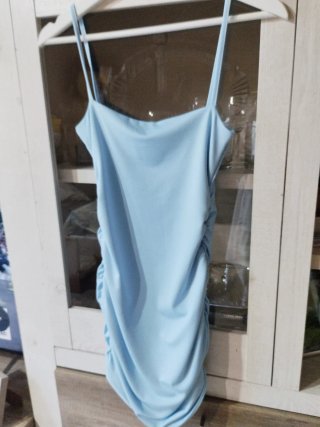 Vestido celeste tirantes fruncido
