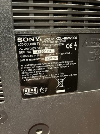 Sony Bravia 40 TV KDL-40W2000
