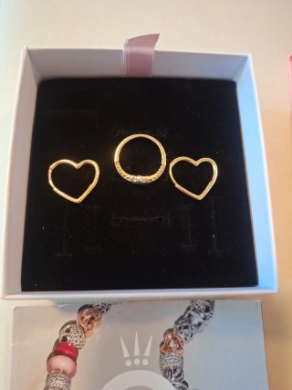 Juego Pendiente Aro Corazón y Anillo Tiara Pandora
