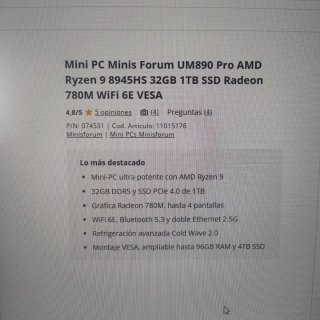 Mini PC MINIS FORUM UM890 PRO Negro