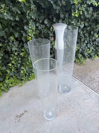 Juego de 3 jarrones de cristal altos