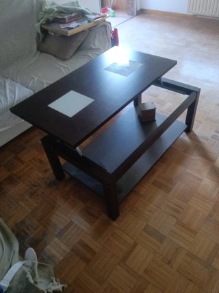 Mesa de centro elevable madera y cristal