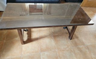 Mesa de centro cristal y madera