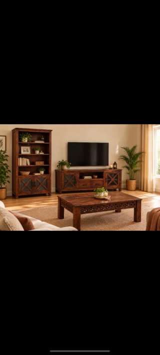 Conjunto de muebles rústicos de madera, 3 piezas