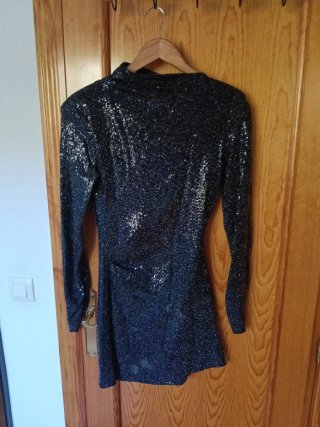 Vestido Negro Brillante Talla M