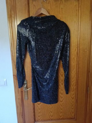 Vestido Negro Brillante Talla M