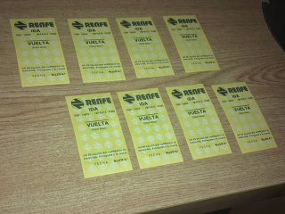 (NUEVO) 8 billetes Renfe Hugin Años 70/80