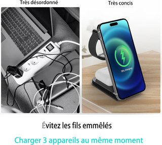 CARGADOR INALÁMBRICO 3 EN 1 MAGNÉTICO 15W
