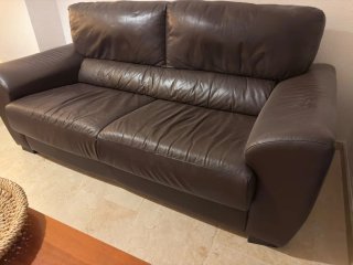 2 Sofás de Piel Marrón (120 y 150cm)