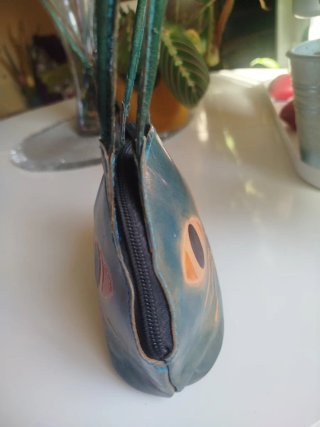 Bolso gato cuero vintage azul