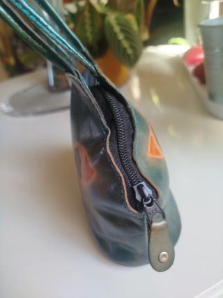 Bolso gato cuero vintage azul