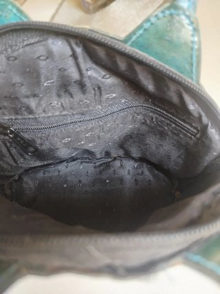 Bolso gato cuero vintage azul
