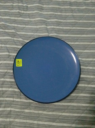 Plato de cerámica con borde de hojas verdes