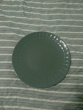 Plato de cerámica con borde de hojas verdes