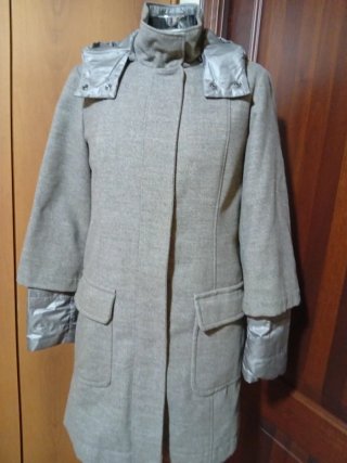 Cappottino screziato interno piumino d oca beige M