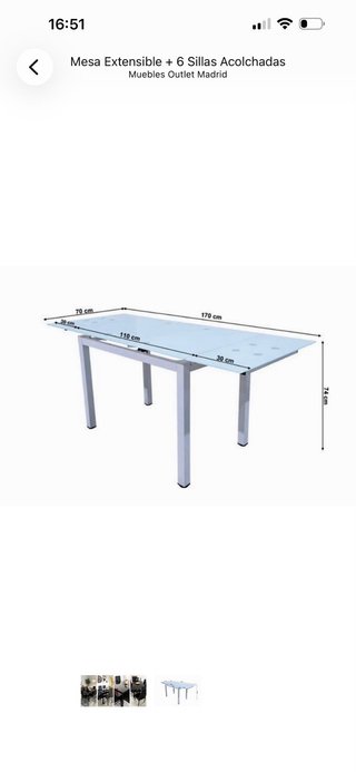 Mesa extensible + 6 sillas comedor negras