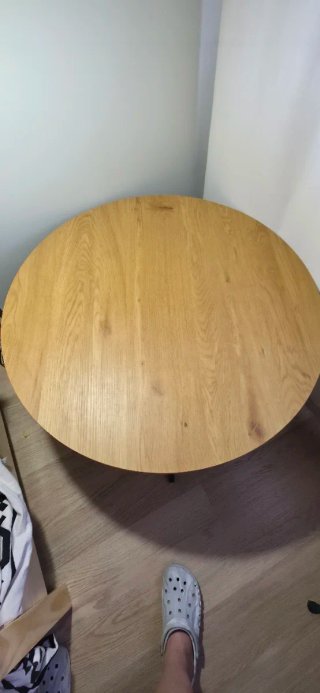 Mesa auxiliar redonda madera y metal