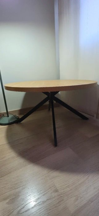 Mesa auxiliar redonda madera y metal