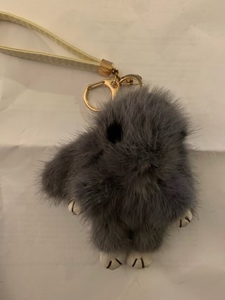 Portachiavi coniglio grigio e charm per borsa