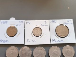 Lote 25 monedas Suiza y Bélgica.