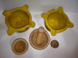 Juego de Morteros Cerámica y Madera