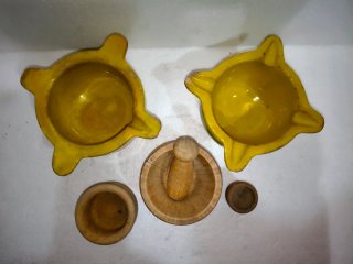 Juego de Morteros Cerámica y Madera