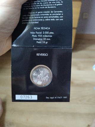 Moneda 2000 Pesetas Plata 925
