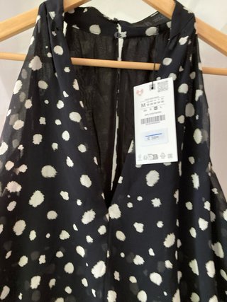 Vestido Zara Negro Lunares Talla M