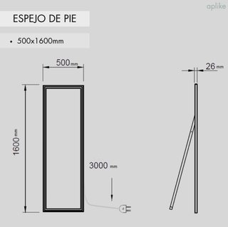 Espejo de cuerpo entero con luz LED 160 x 50 cm