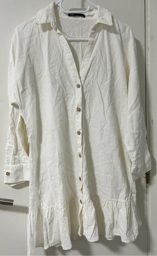 Vestido camisero Zara blanco talla L