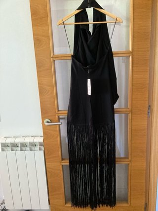 Vestido ZW Collection Zara Negro Flecos