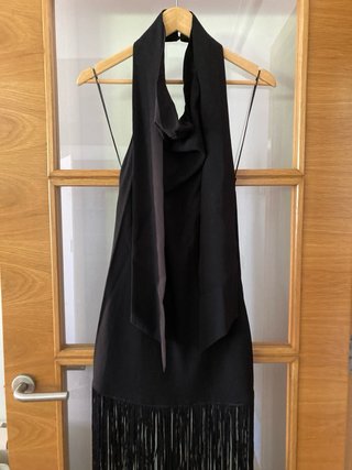 Vestido ZW Collection Zara Negro Flecos