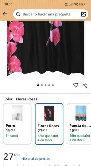 Cortina Baño Orquídeas 200x180