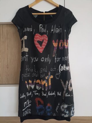 Vestido Desigual Negro Multicolor