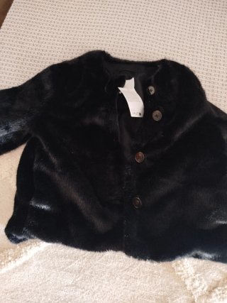 Chaqueta fiesta pelo sintético negra