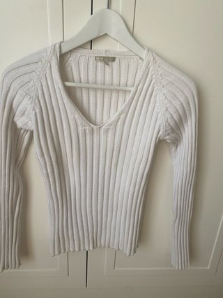 Jersey Massimo Dutti blanco canalé