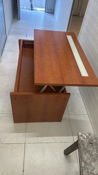 Mesa de centro elevable madera y cristal