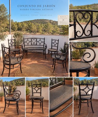 Conjunto Jardín Hierro Forjado Antiguo