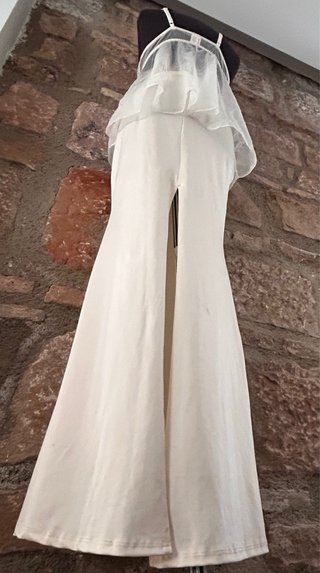 Vestido lencero vintage beige/blanco