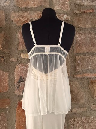 Vestido lencero vintage beige/blanco