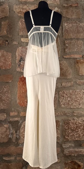 Vestido lencero vintage beige/blanco