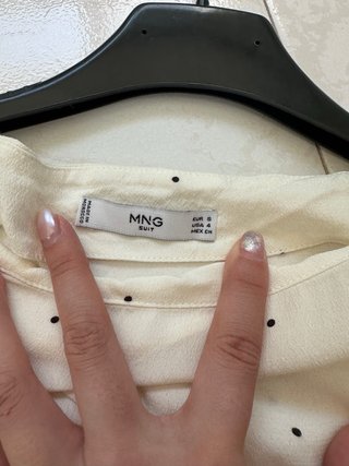 Blusa blanca manga marga lunares S