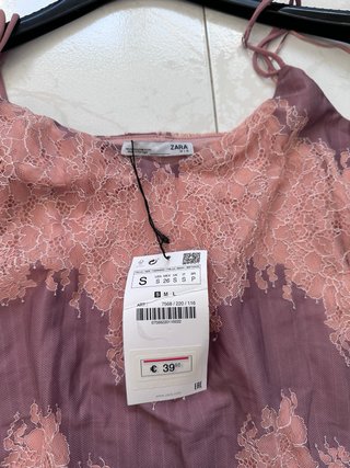 Vestido largo encaje rosa y morado
