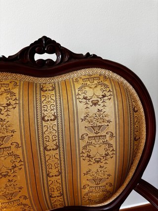 Juego de 2 sillas vintage madera y tela