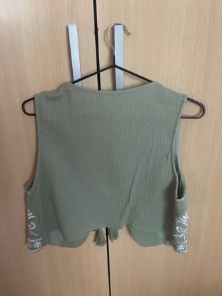 Chaleco Poeselle bordado talla única verde