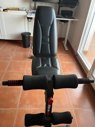 Banco,Kettlebell 8kg y discos de pesas