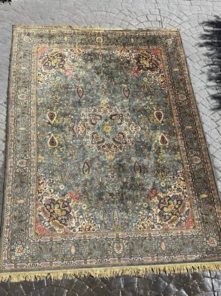 Alfombra de Lana Azul y Marrón 2,50x3,50