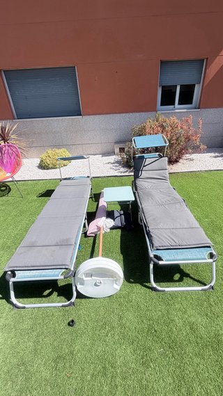 Pack 2 Tumbonas Plegables con Parasol