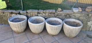 Maceta de hormigón con estrías